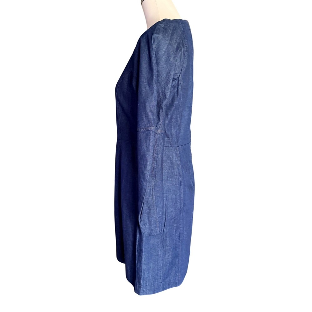 Banana Republic Denim Fit and Flare Mini Dress Indigo Blue Long Sleeve Size 6 - Picture 5 of 12